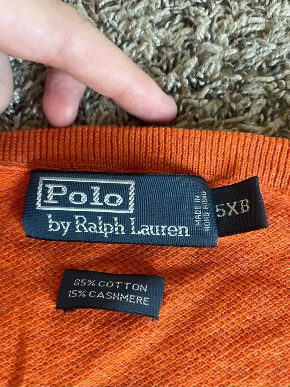 Polo by Ralph Lauren Men's V-Neck Orange Sweater - Picture 2 of 2